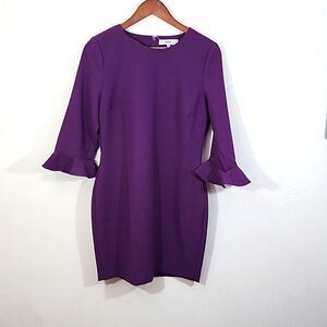 Likely Plum Mid Tulip Sleeve Mini Dress Size 12